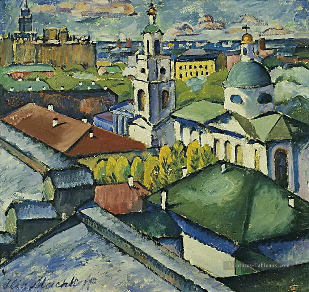 vue de Moscou myasnitsky district 1913 Ilya Mashkov scènes de ville de paysage urbain Peintures à l'huile